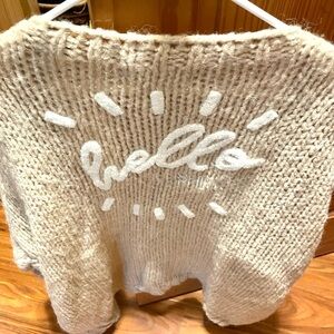 Saltwater LUXE Cream Crew Neck Sweater with 'Hello' Design